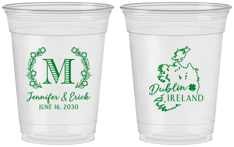 Custom Wedding 16 oz Soft Sided Clear Cups - Ireland | 528