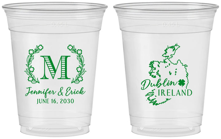 Custom Wedding 16 oz Soft Sided Clear Cups - Ireland | 528