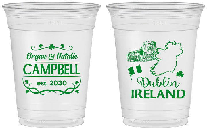 Custom Wedding 16 oz Soft Sided Clear Cups - Ireland | 529