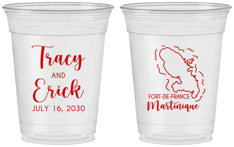 Custom Wedding 16 oz Soft Sided Clear Cups - Martinique | 532
