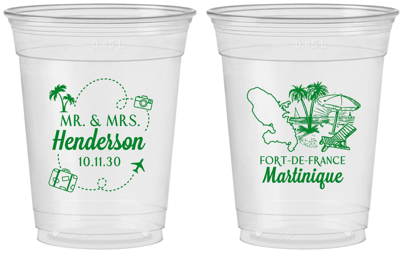 Custom Wedding 16 oz Soft Sided Clear Cups - Martinique | 533