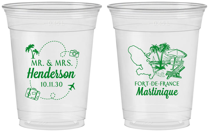 Custom Wedding 16 oz Soft Sided Clear Cups - Martinique | 533