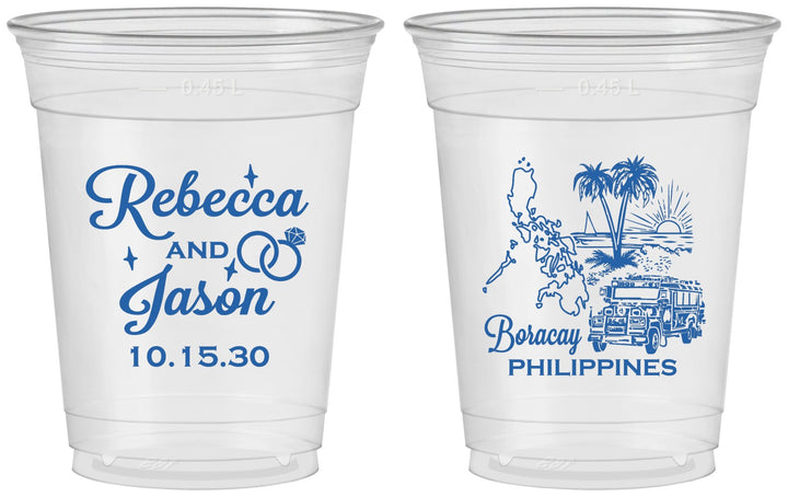Custom Wedding 16 oz Soft Sided Clear Cups - Philippines | 537