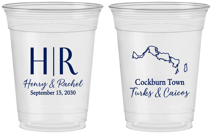 Custom Wedding 16 oz Soft Sided Clear Cups - Turks And Caicos | 546