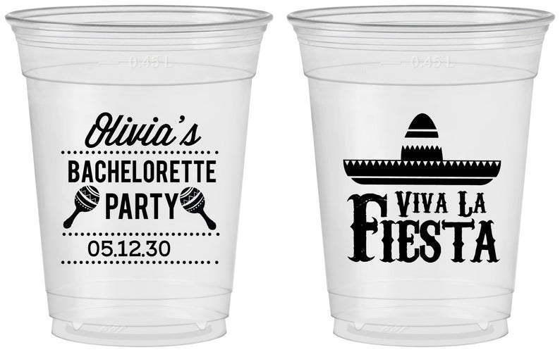 Custom Bachelorette 16 oz Soft Sided Clear Cups - Viva La Fiesta | 60001