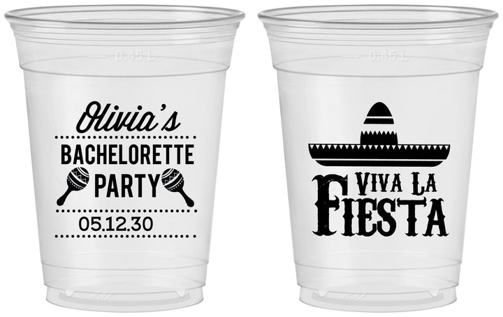 Custom Bachelorette 16 oz Soft Sided Clear Cups - Viva La Fiesta | 60001