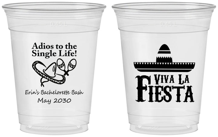 Custom Bachelorette 16 oz Soft Sided Clear Cups - Viva La Fiesta | 60005