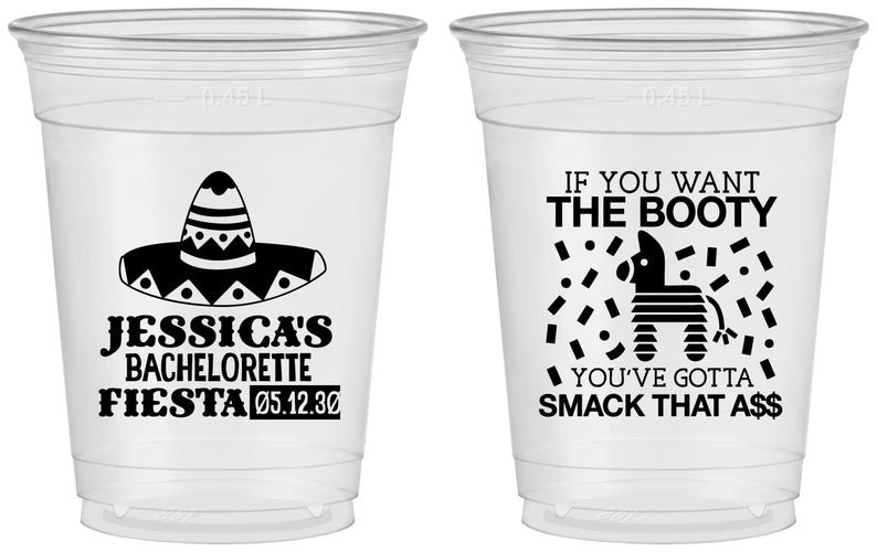 Custom Bachelorette 16 oz Soft Sided Clear Cups - Mexico Fiesta | 60006