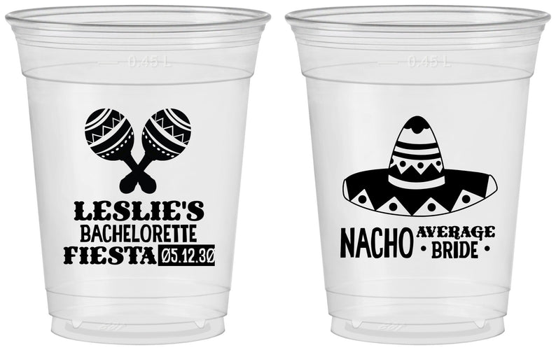 Custom Bachelorette 16 oz Soft Sided Clear Cups - Nacho Average Bride | 60007