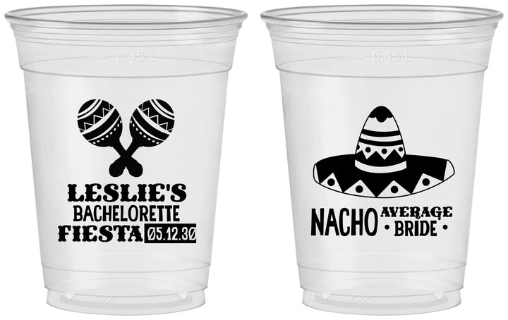 Custom Bachelorette 16 oz Soft Sided Clear Cups - Nacho Average Bride | 60007