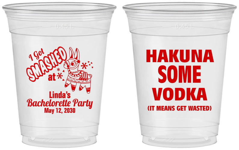 Custom Bachelorette 16 oz Soft Sided Clear Cups - Mexico Fiesta | 60008