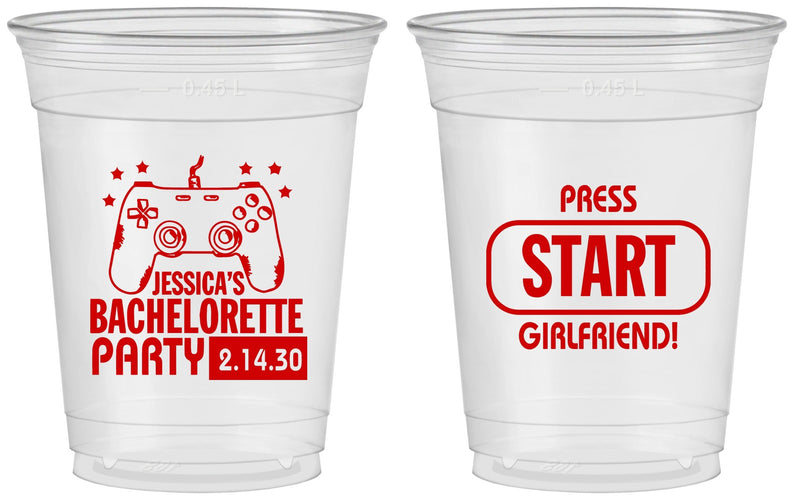 Custom Bachelorette 16 oz Soft Sided Clear Cups - Video Games | 60009