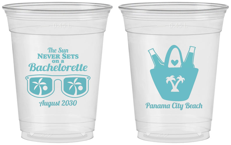 Custom Bachelorette 16 oz Soft Sided Clear Cups - Beach | 60010