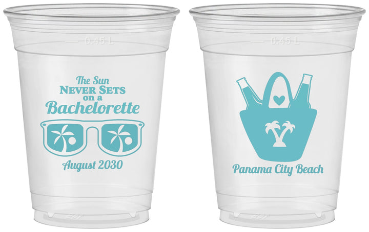 Custom Bachelorette 16 oz Soft Sided Clear Cups - Beach | 60010
