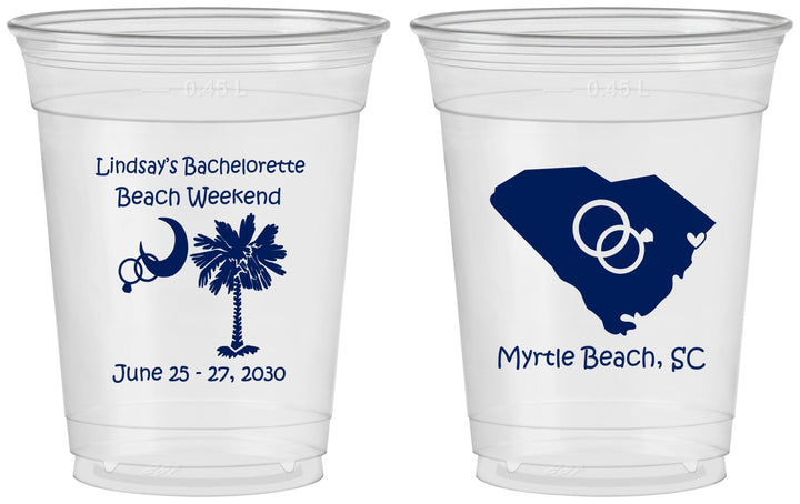 Custom Bachelorette 16 oz Soft Sided Clear Cups - South Carolina | 60012