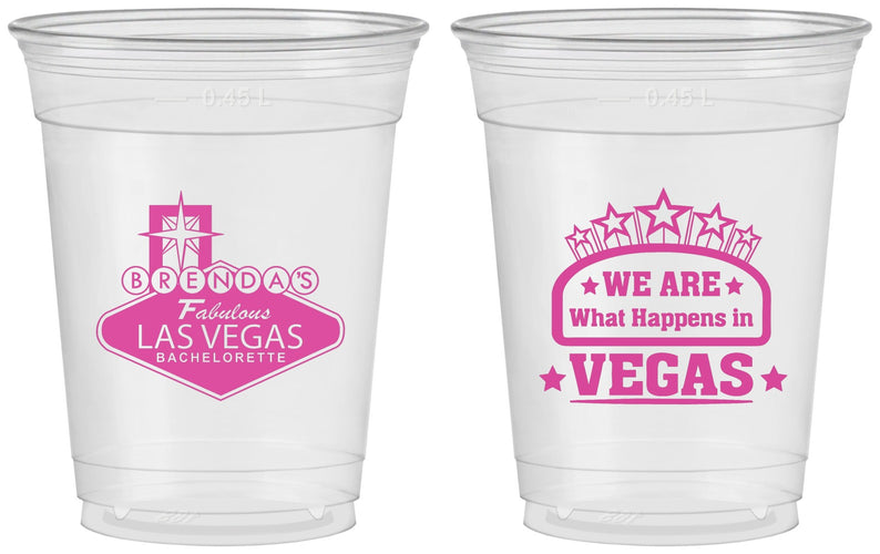 Custom Bachelorette 16 oz Soft Sided Clear Cups - Las Vegas | 60016