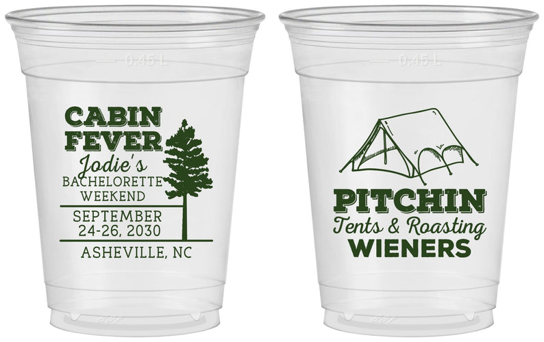 Custom Bachelorette 16 oz Soft Sided Clear Cups - Camping | 60019