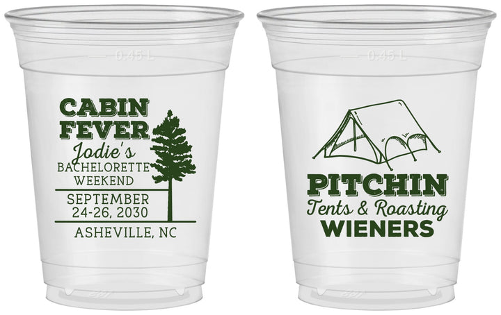 Custom Bachelorette 16 oz Soft Sided Clear Cups - Camping | 60019