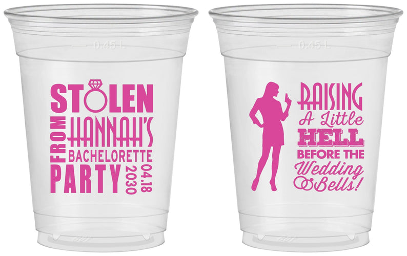 Custom Bachelorette 16 oz Soft Sided Clear Cups - Raising A Little Hell | 60020