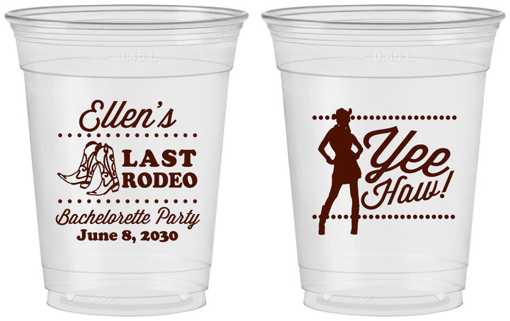 Custom Bachelorette 16 oz Soft Sided Clear Cups - Last Rodeo | 60021