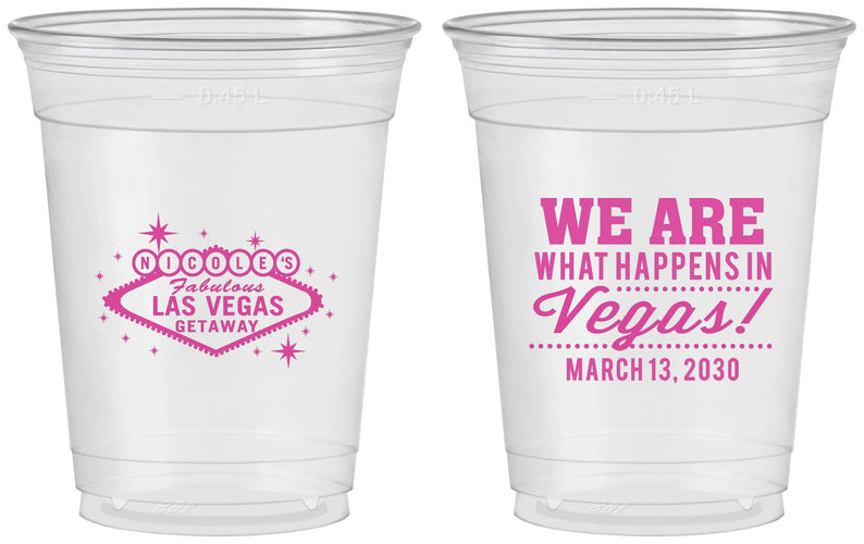 Custom Bachelorette 16 oz Soft Sided Clear Cups - Las Vegas | 60029