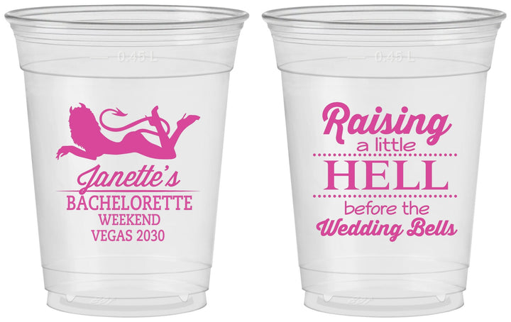 Custom Bachelorette 16 oz Soft Sided Clear Cups - Raising A Little Hell | 60030