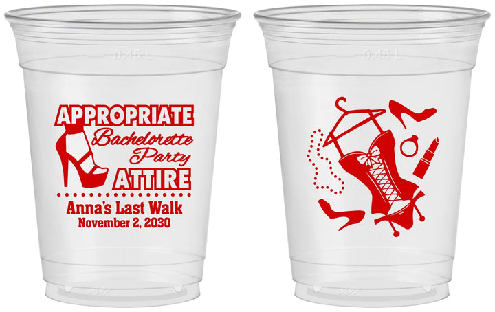 Custom Bachelorette 16 oz Soft Sided Clear Cups - Last Walk | 60032