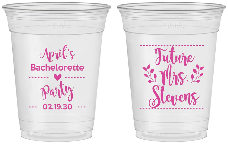 Custom Bachelorette 16 oz Soft Sided Clear Cups - Future Mrs | 60037