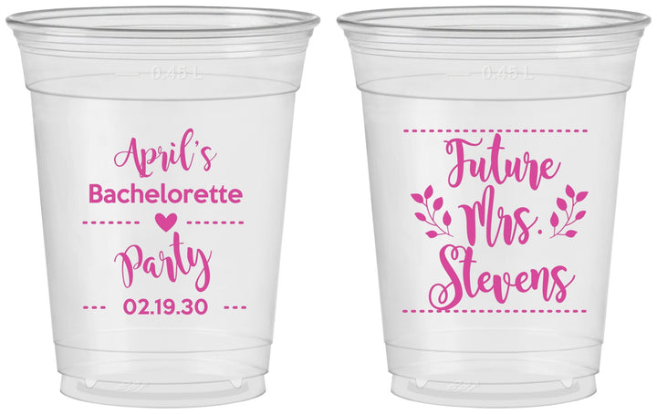 Custom Bachelorette 16 oz Soft Sided Clear Cups - Future Mrs | 60037