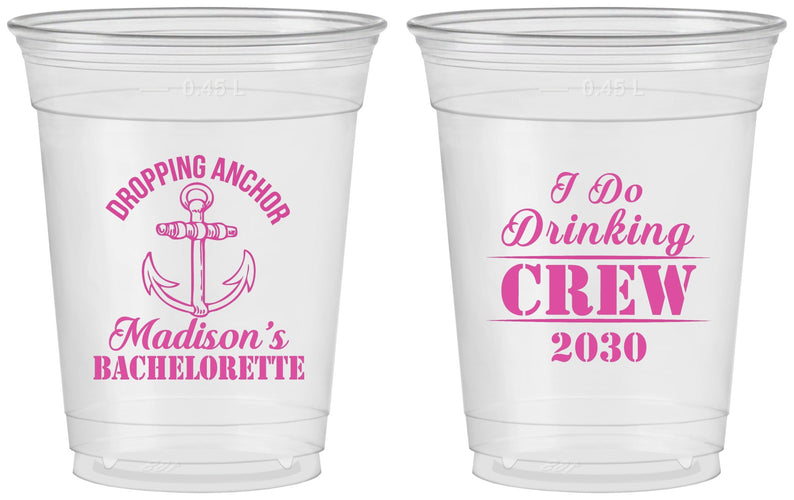 Custom Bachelorette 16 oz Soft Sided Clear Cups - I Do Drinking Team | 60038