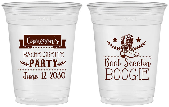 Custom Bachelorette 16 oz Soft Sided Clear Cups - Cowgirl | 60040