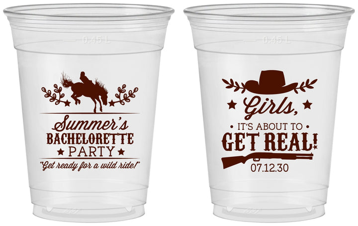 Custom Bachelorette 16 oz Soft Sided Clear Cups - Its About To Get Real | 60043