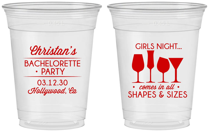 Custom Bachelorette 16 oz Soft Sided Clear Cups - Girls Night | 60054