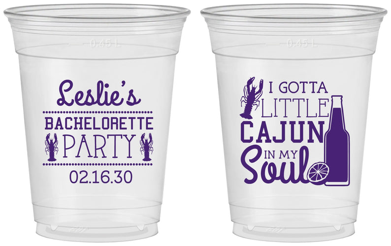 Custom Bachelorette 16 oz Soft Sided Clear Cups - Little Cajun In My Soul | 60058