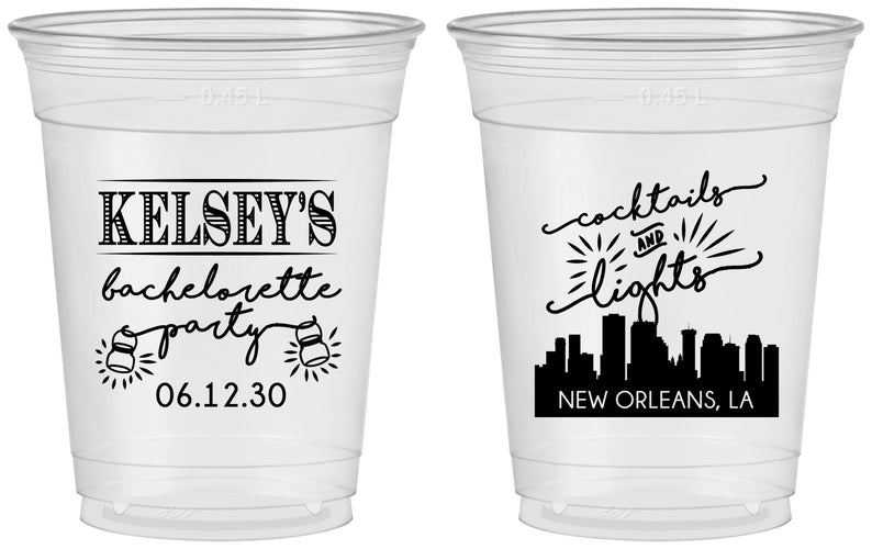Custom Bachelorette 16 oz Soft Sided Clear Cups - New Orleans | 60066