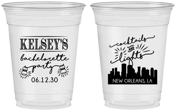Custom Bachelorette 16 oz Soft Sided Clear Cups - New Orleans | 60066