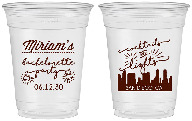 Custom Bachelorette 16 oz Soft Sided Clear Cups - San Diego | 60067