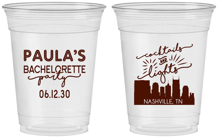 Custom Bachelorette 16 oz Soft Sided Clear Cups - Nashville | 60068