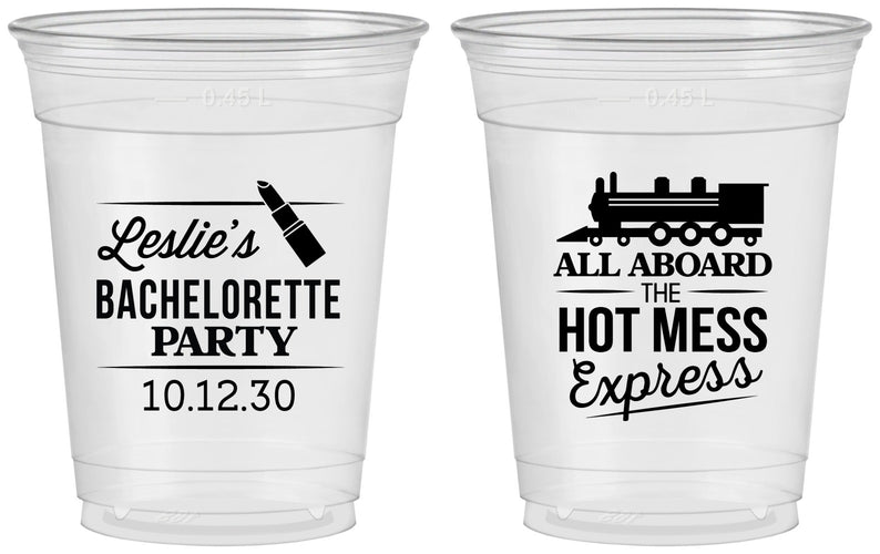 Custom Bachelorette 16 oz Soft Sided Clear Cups - Hot Mess Express | 60075