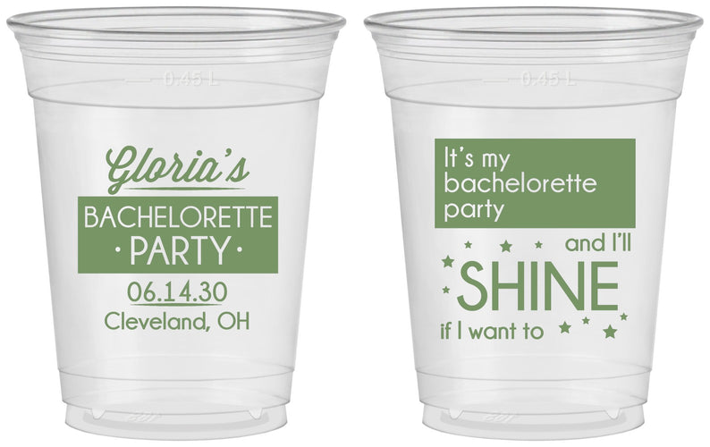 Custom Bachelorette 16 oz Soft Sided Clear Cups - Shine | 60080