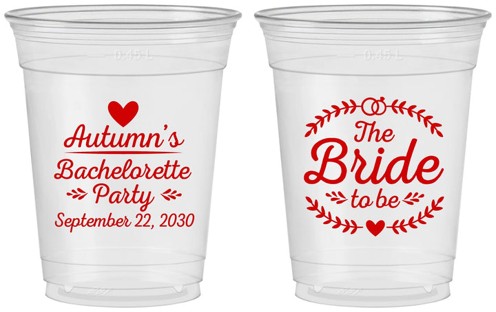 Custom Bachelorette 16 oz Soft Sided Clear Cups - Bride To Be | 60088