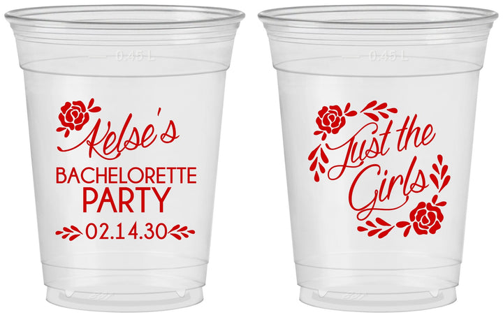 Custom Bachelorette 16 oz Soft Sided Clear Cups - Just The Girls | 60089