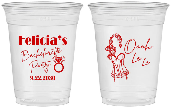 Custom Bachelorette 16 oz Soft Sided Clear Cups - Paris | 60090