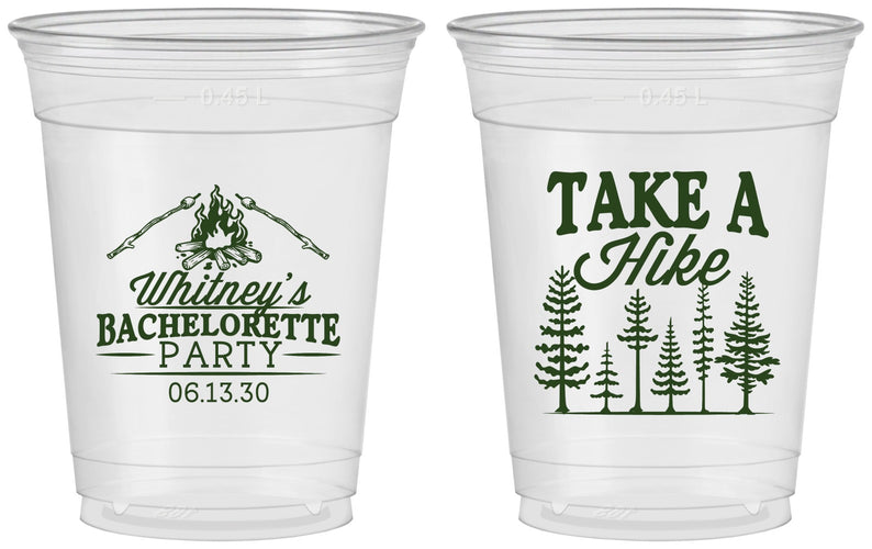 Custom Bachelorette 16 oz Soft Sided Clear Cups - Camping | 60098