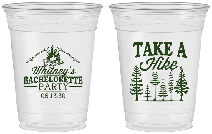 Custom Bachelorette 16 oz Soft Sided Clear Cups - Camping | 60098