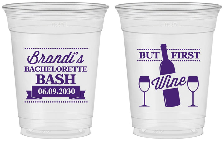 Custom Bachelorette 16 oz Soft Sided Clear Cups - Wine | 60099