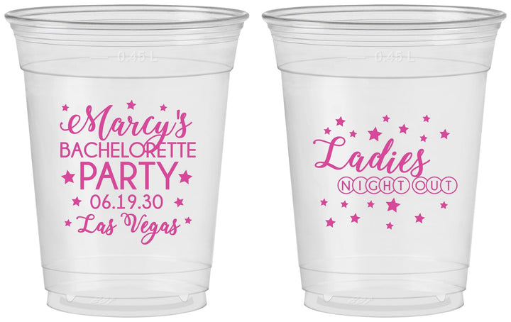 Custom Bachelorette 16 oz Soft Sided Clear Cups - Ladies Night Out | 60101