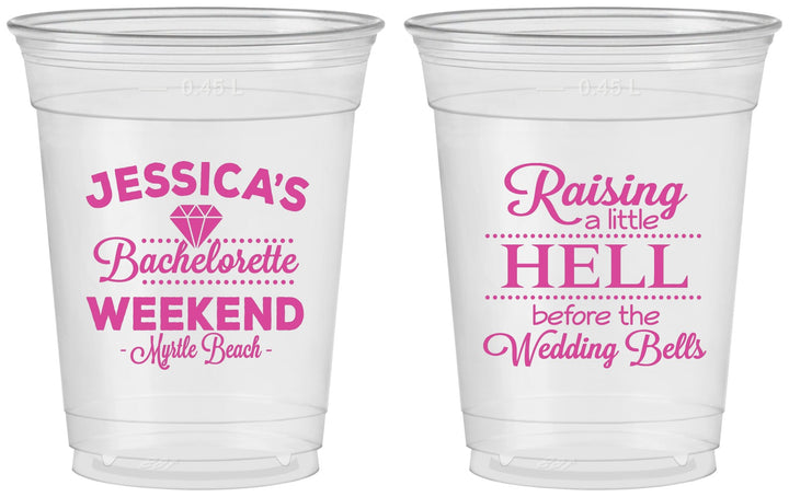 Custom Bachelorette 16 oz Soft Sided Clear Cups - Raising A Little Hell | 60107
