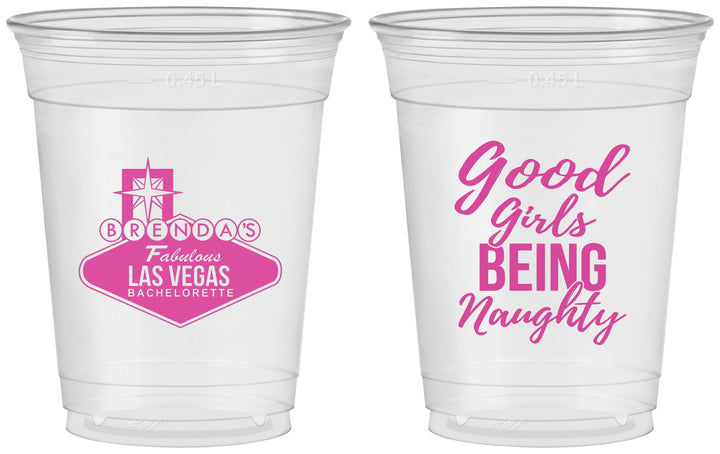 Custom Bachelorette 16 oz Soft Sided Clear Cups - Good Girls Naughty | 60111
