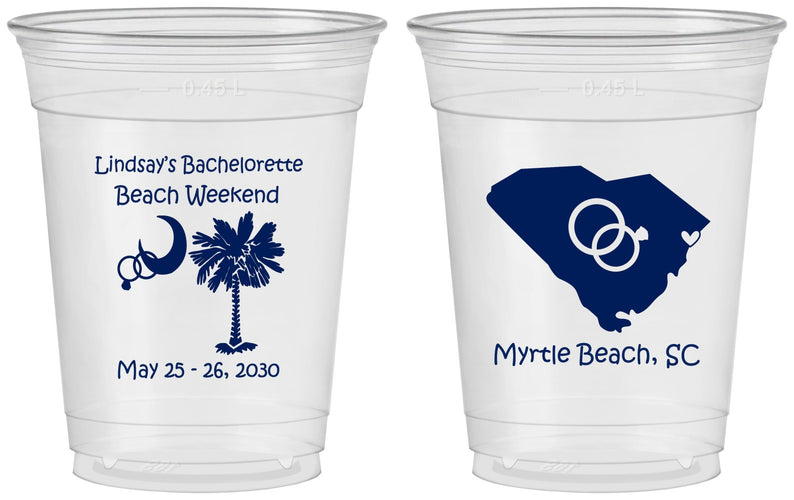 Custom Bachelorette 16 oz Soft Sided Clear Cups - South Carolina | 60117